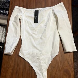 Lulu's White Off-Shoulder Bodysuit